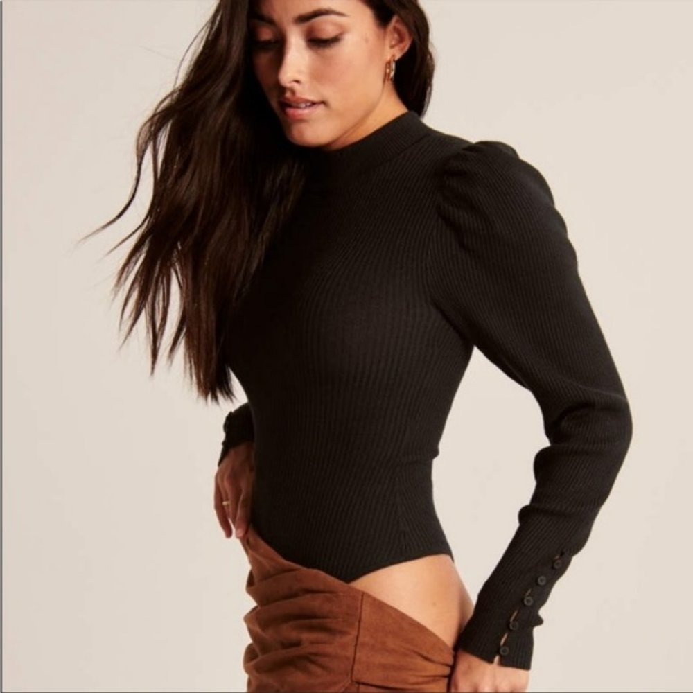 ABERCROMBIE Black Mockneck Sweater Bodysuit